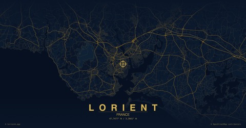 Carte de Lorient, zone d'intervention de la consultante SEO